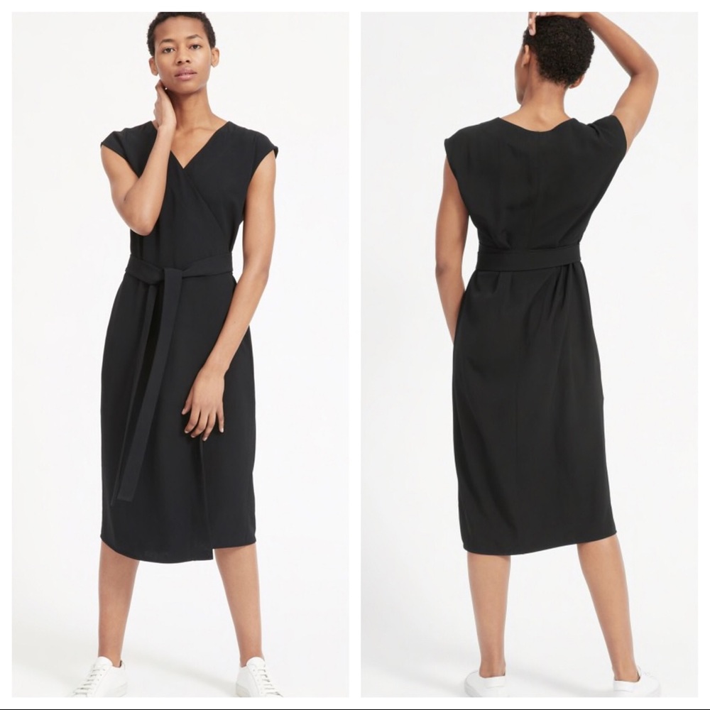 Everlane Japanese GoWeave Short Sleeve Wrap Dress
